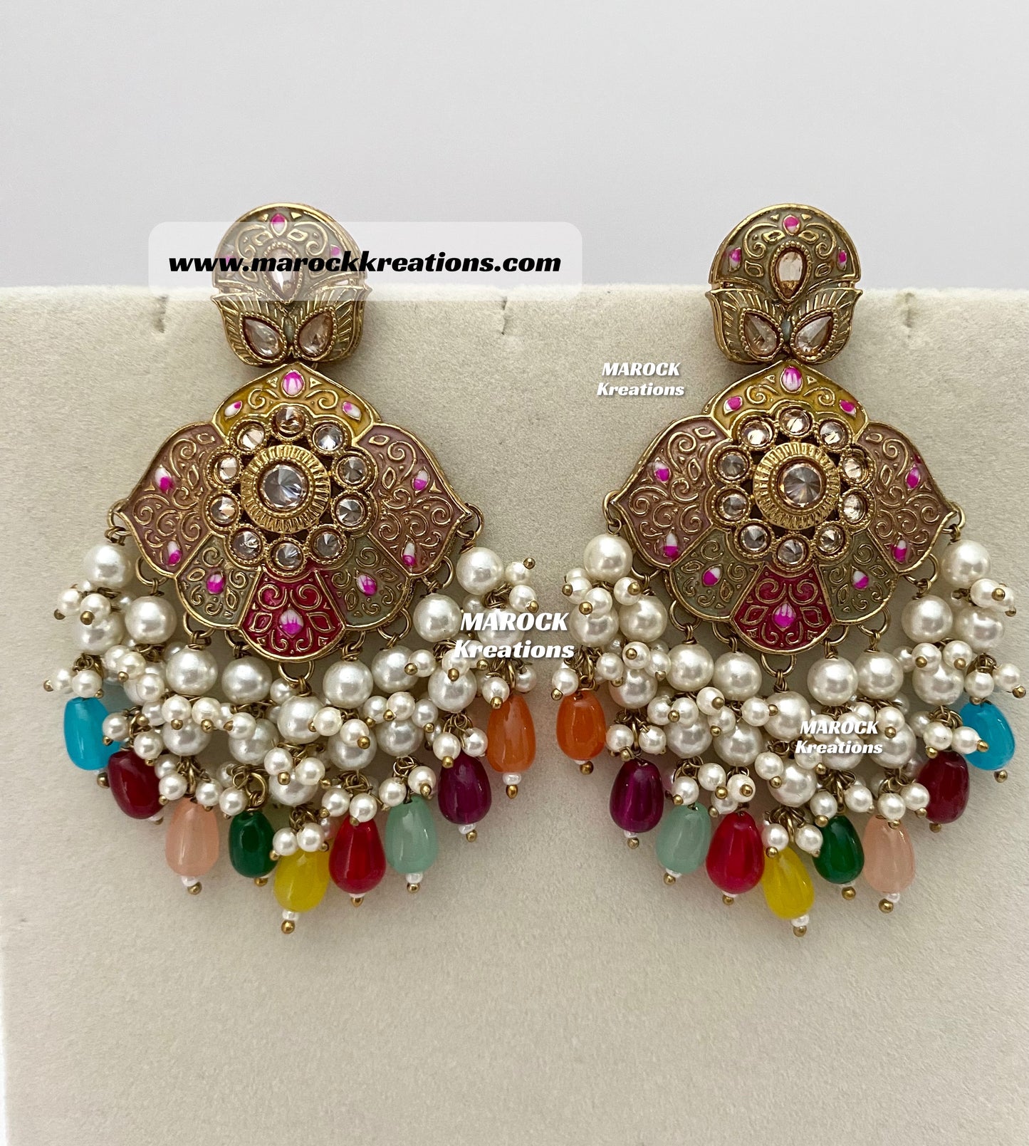 Premium Quality Polki Meenakari Statement Earrings