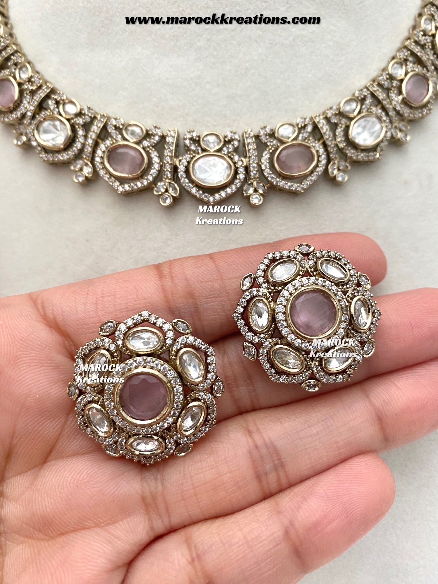 Sophia Premium Quality Moissanite Kundan Necklace set
