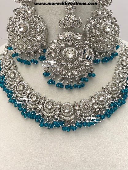 Silver Stone Necklace set