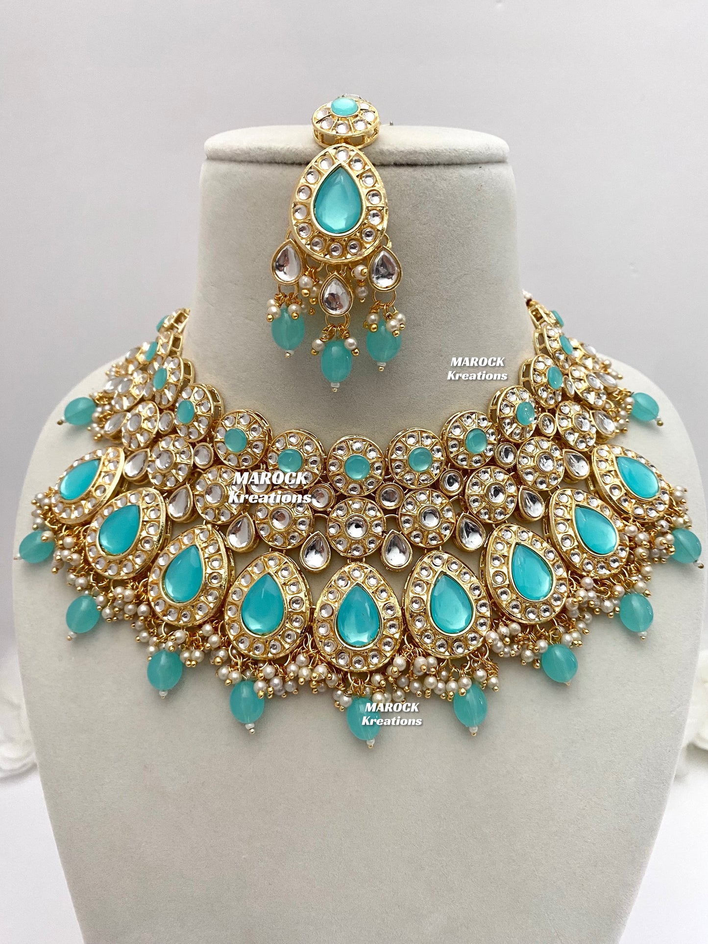 Premium Quality Thappa Kundan Necklace set