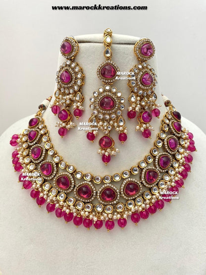 Harsha Premium Quality Kundan and Monalisa stone Statement Necklace set