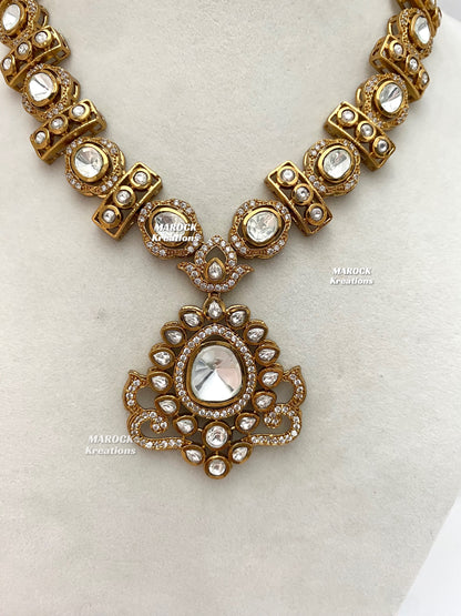 Rudra Premium Quality Moissanite Kundan Necklace set
