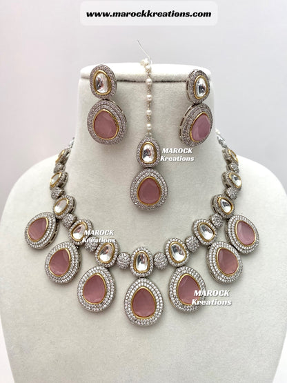 Evelyn Tyani inspired Premium Quality dual tone Kundan Necklace set