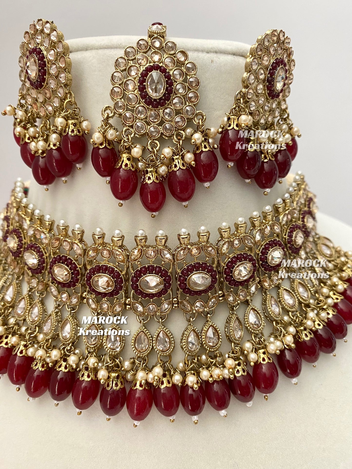 Antique Gold Polki choker sets