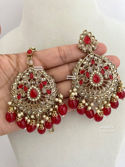 Antique Gold/Red Polki Necklace set