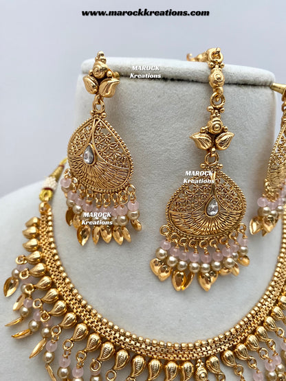 Diya Premium Quality Gold Plated peepal patti necklace set