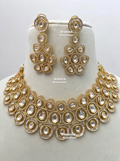 Tyani inspired Premium Quality Gold plated real kundan Necklace set