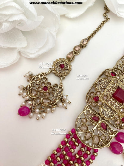 Naila Antique Gold Polki Choker set