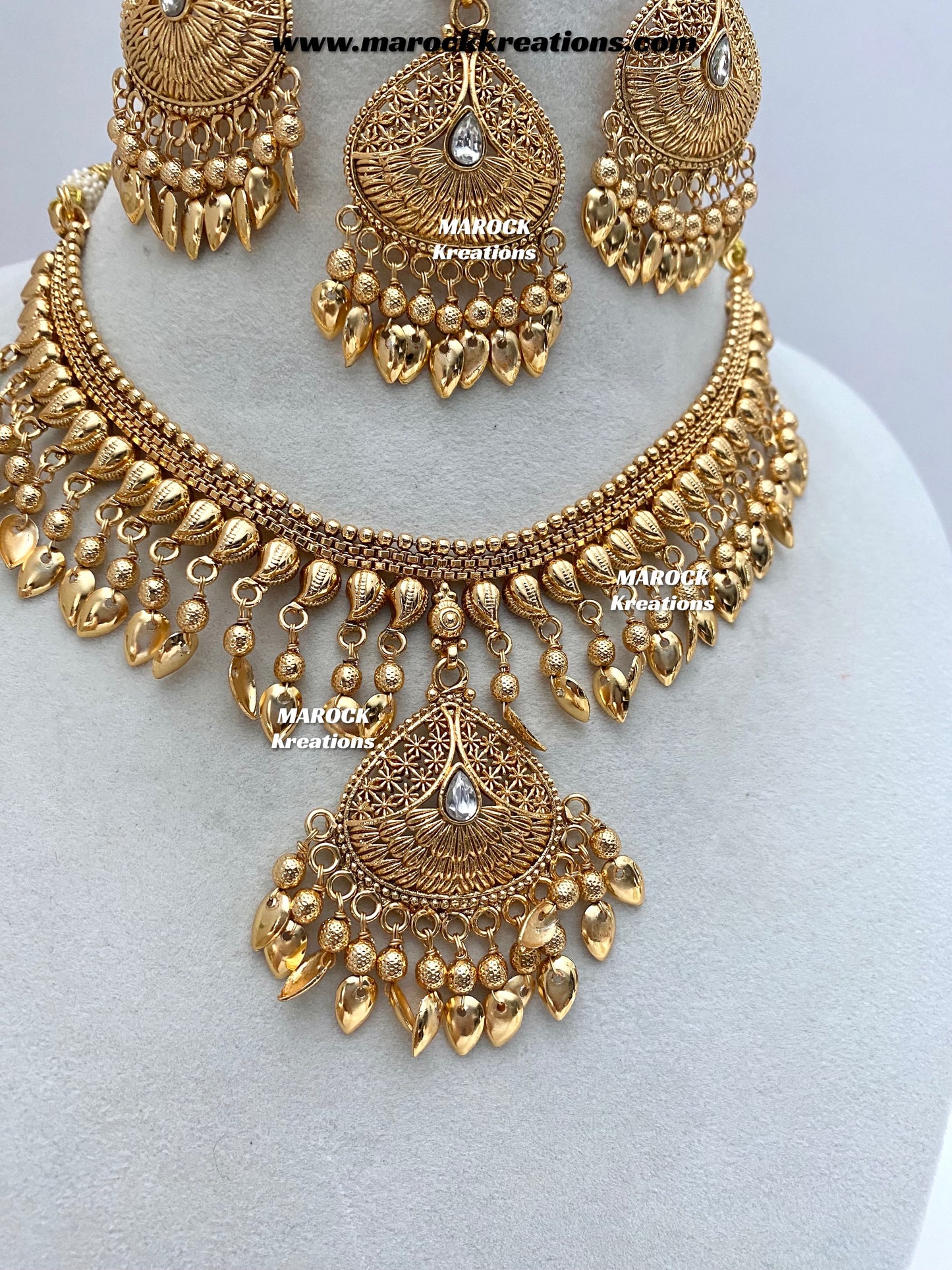 Diya Premium Quality Gold Plated peepal patti necklace set