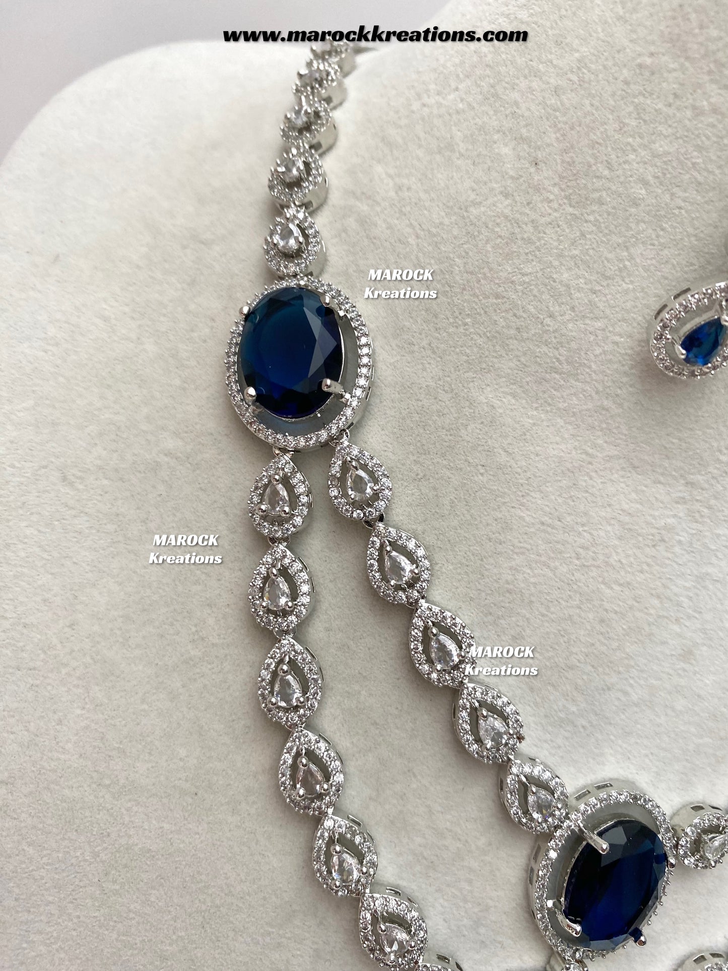 Zehra Silver American Diamond Double layer Necklace set