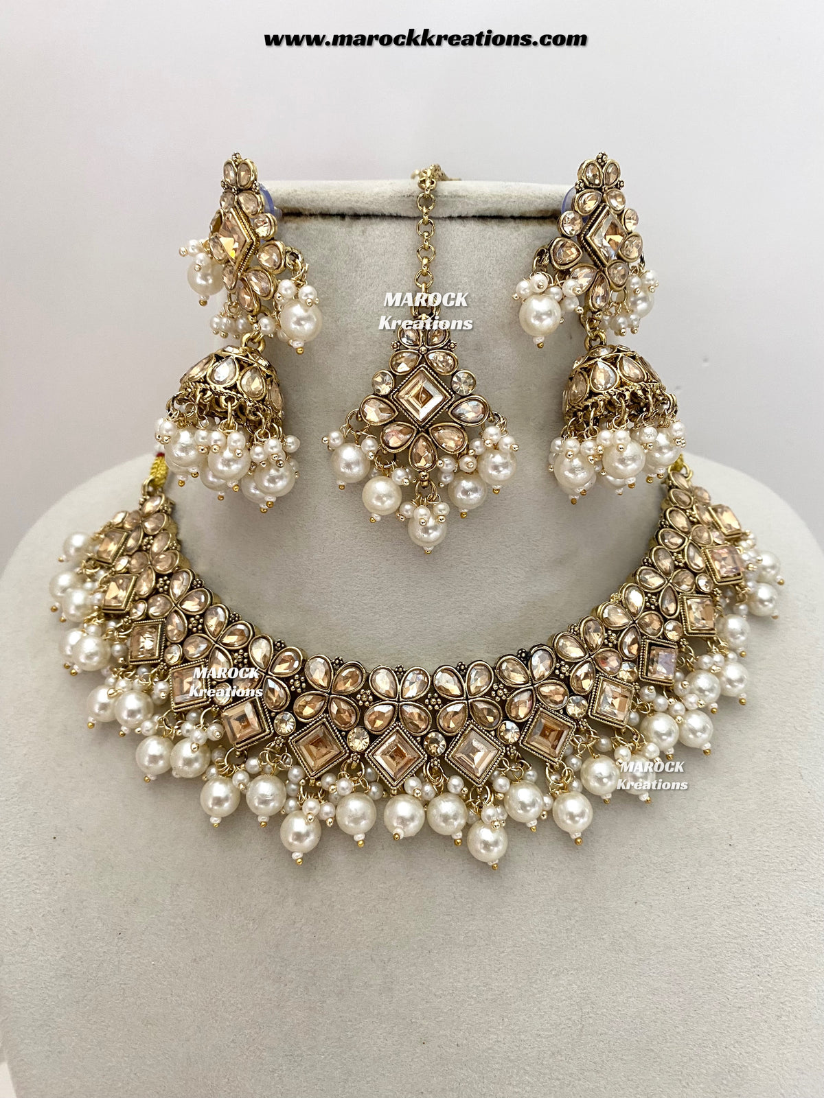 Anami Antique Gold Polki Necklace set