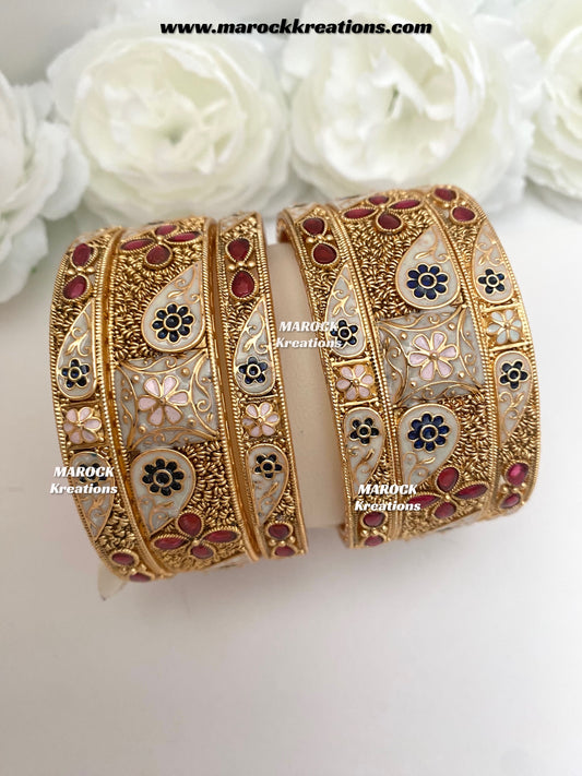 Ashmita Premium Quality Gold plated Meenakari statement Bangles/Kangan