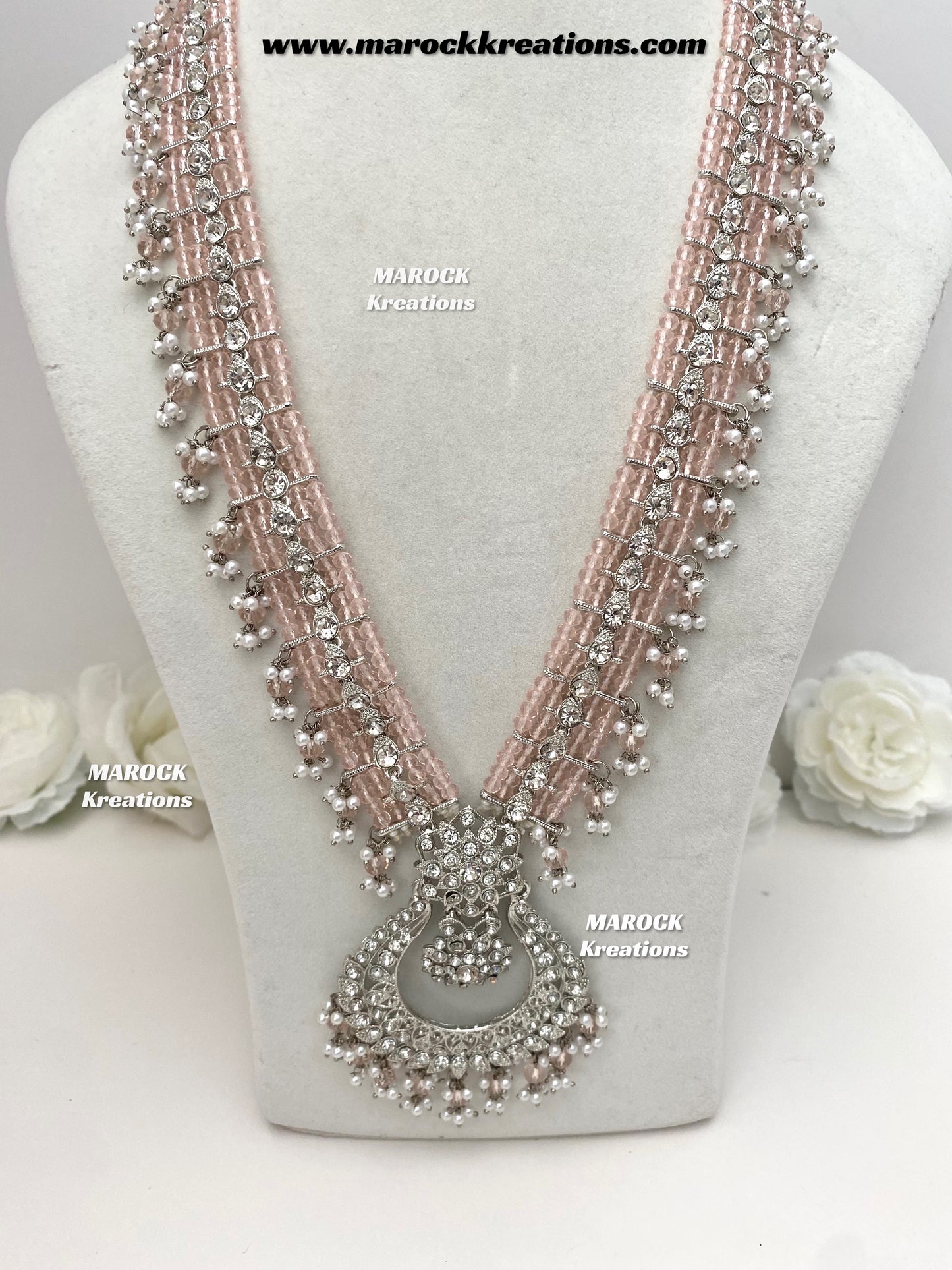 Sarwat Premium Quality Pakistani Silver Pink Bridal set/bridal jewelry