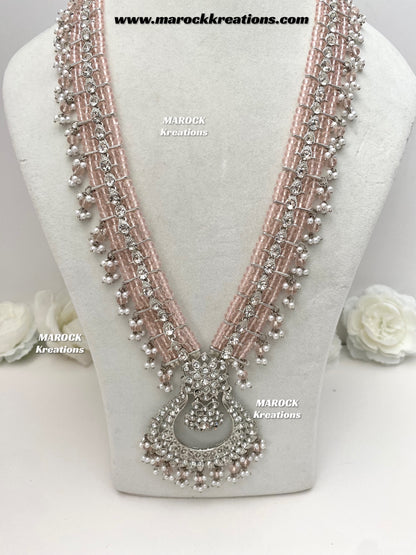 Sarwat Premium Quality Pakistani Silver Pink Bridal set/bridal jewelry