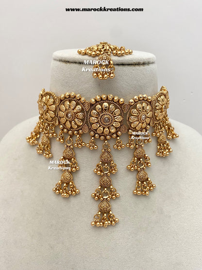 Nirmi Premium Quality Gold plated waterfall choker set