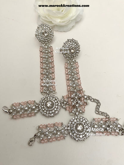 Zohra Premium Quality Pakistani Silver Pink Bridal set/bridal jewelry