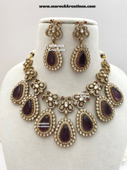 Roselina Sabyasachi inspired Premium Quality Moissanite Kundan Statement Necklace set