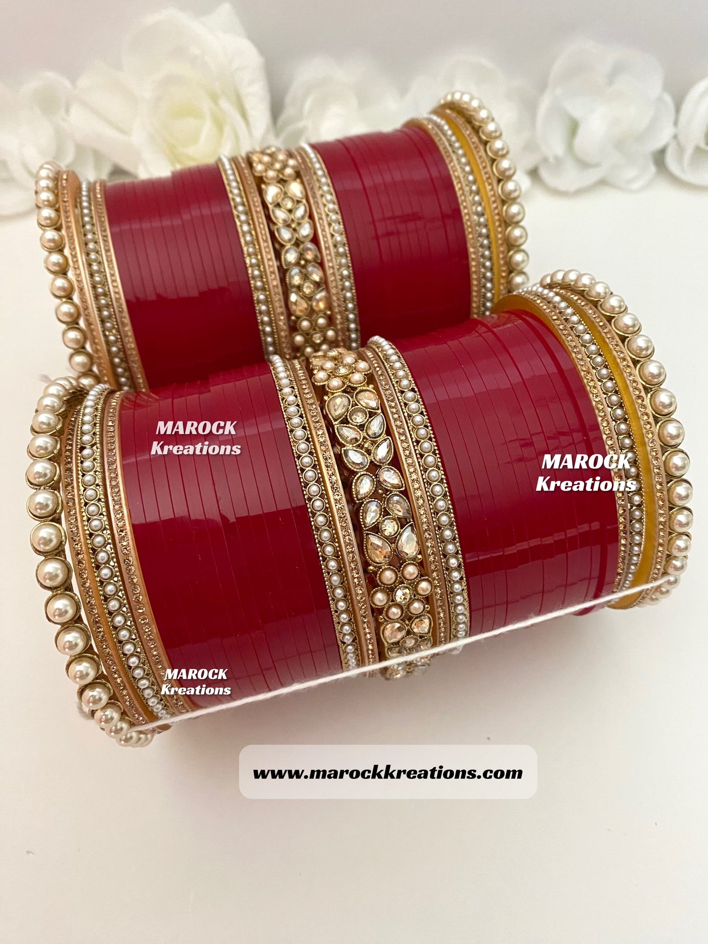 Polki Maroon/Dark Red Bridal Choora/Bridal Bangles