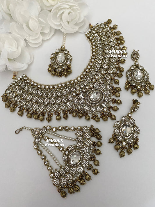 Antique Gold Pakistani Necklace set