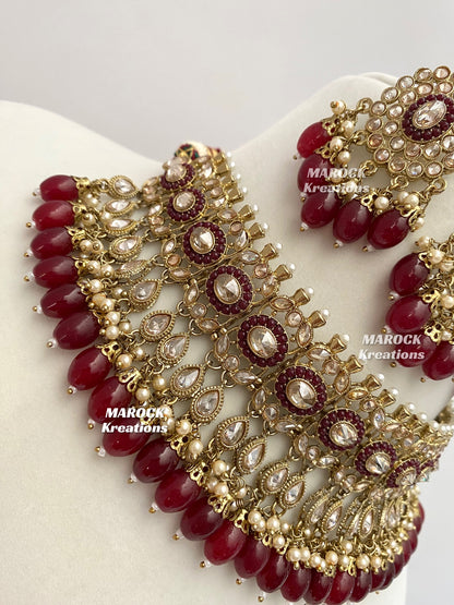 Antique Gold Polki choker sets