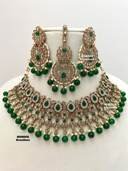 Sadhna Antique Gold Polki Necklace set