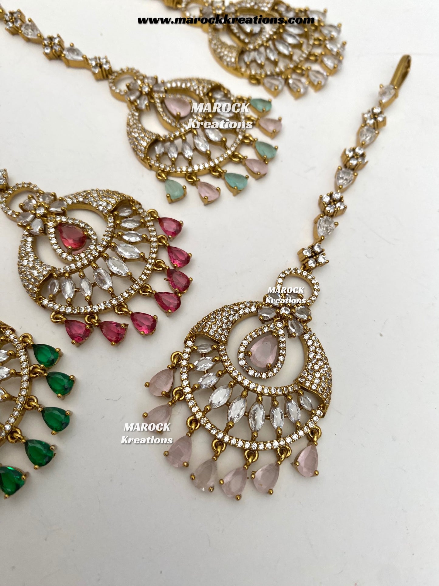 Antique Gold base American Diamond Tikka
