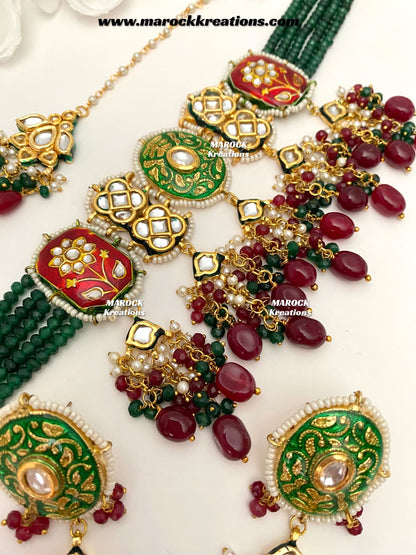 Shehnaaz Premium Quality Thappa Kundan Meenakari trendy choker set