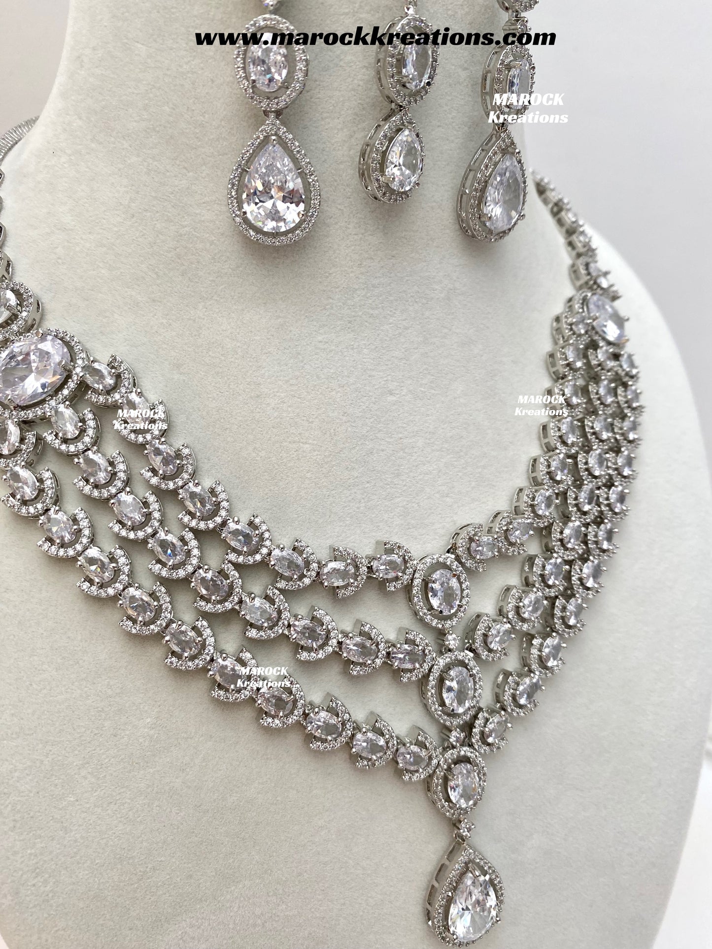 Gannat Silver American Diamond Necklace set