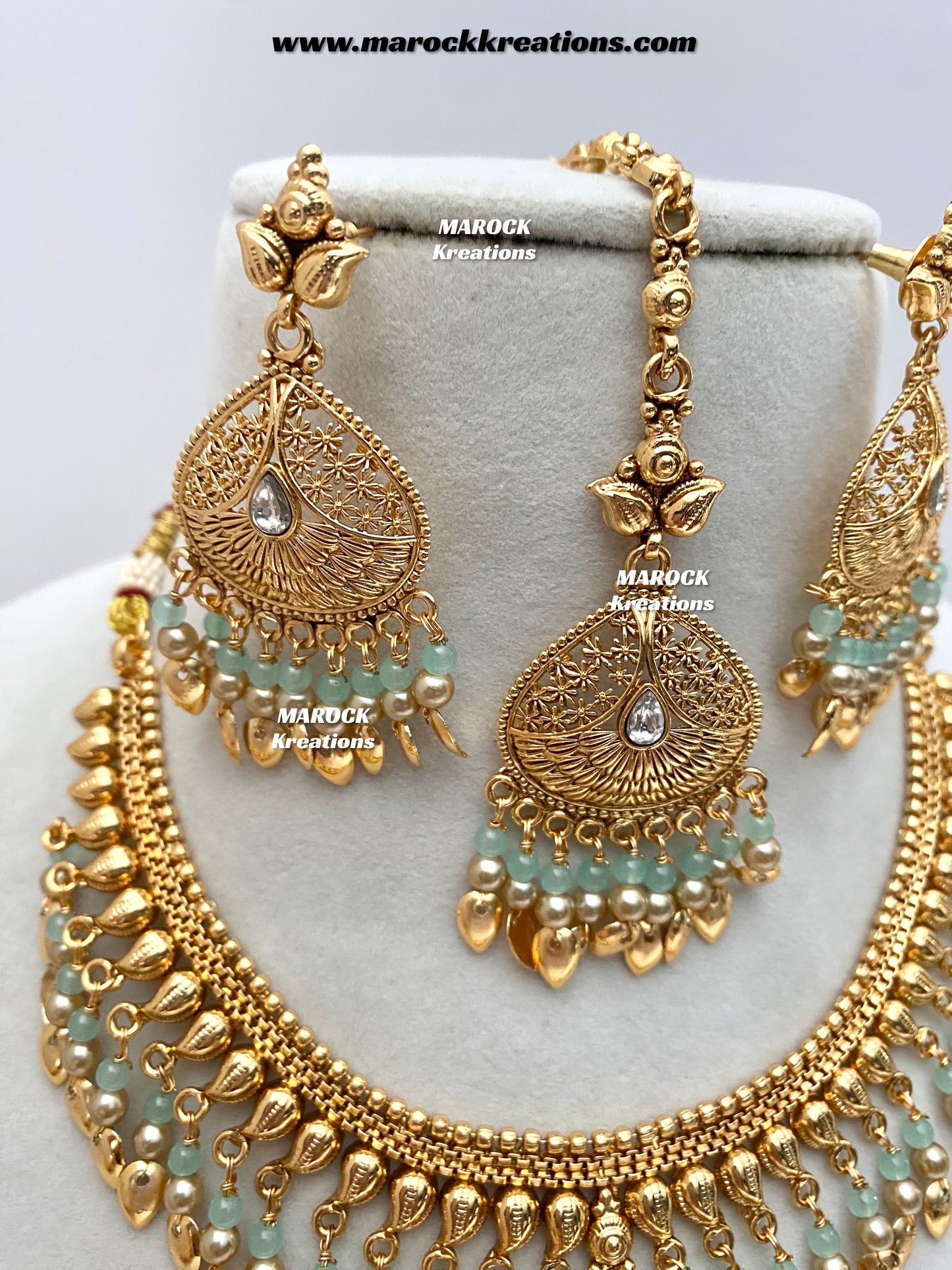 Diya Premium Quality Gold Plated peepal patti necklace set