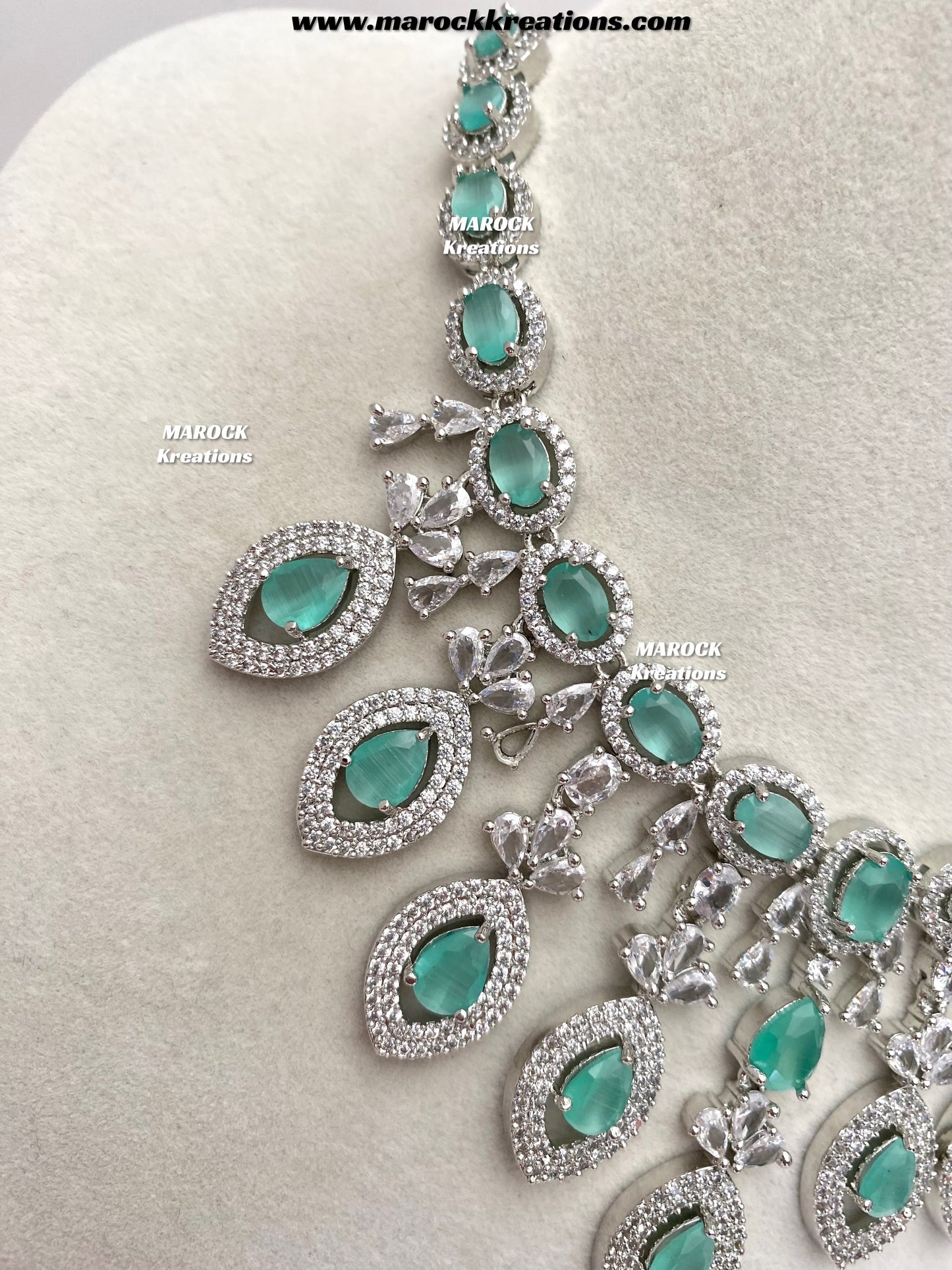 Samiha Silver American Diamond Necklace set