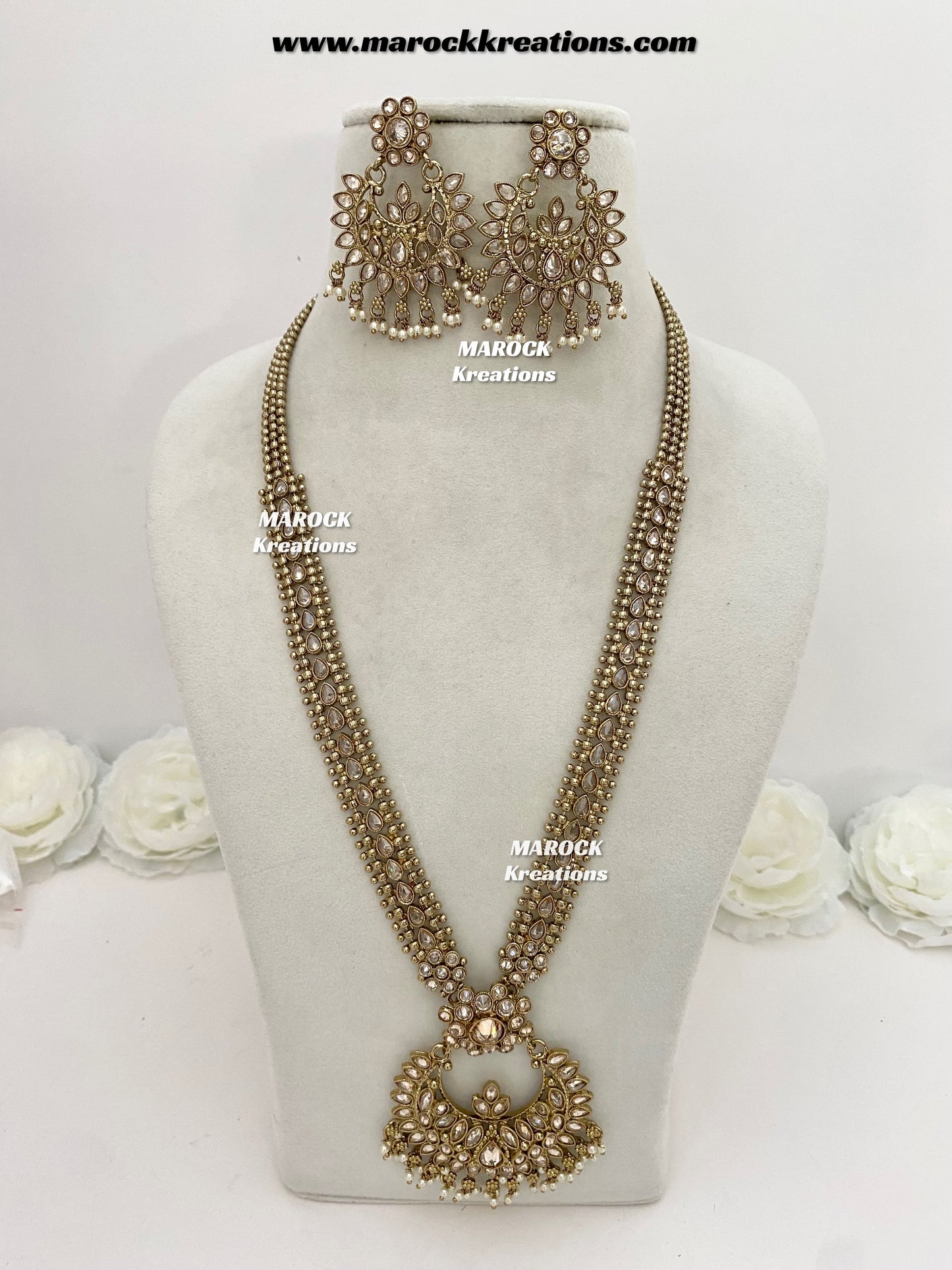 Amna Premium Quality Polki Statement Rani haar set