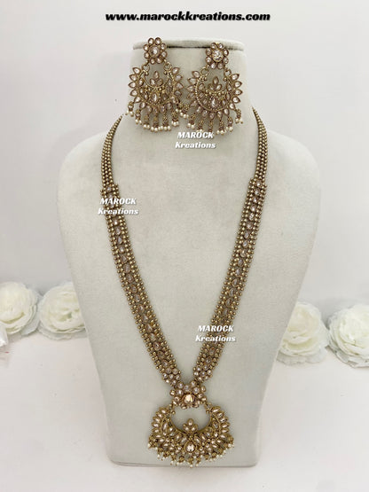 Amna Premium Quality Polki Statement Rani haar set