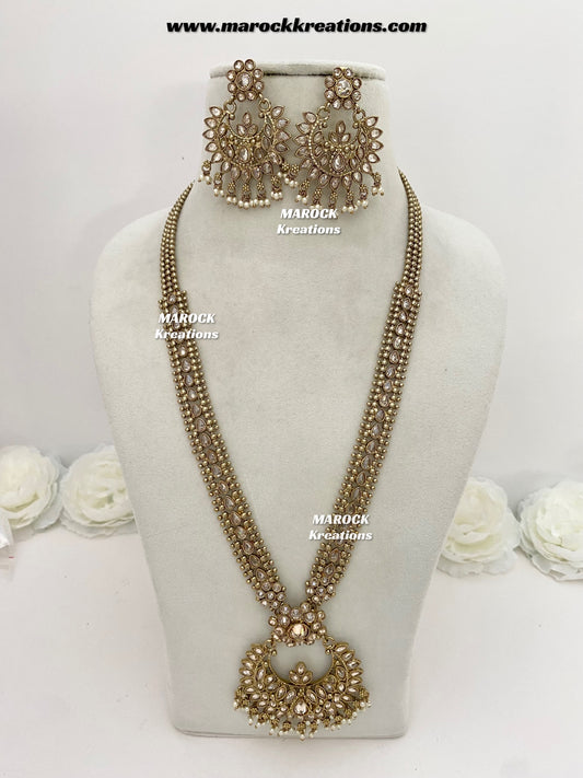 Amna Premium Quality Polki Statement Rani haar set