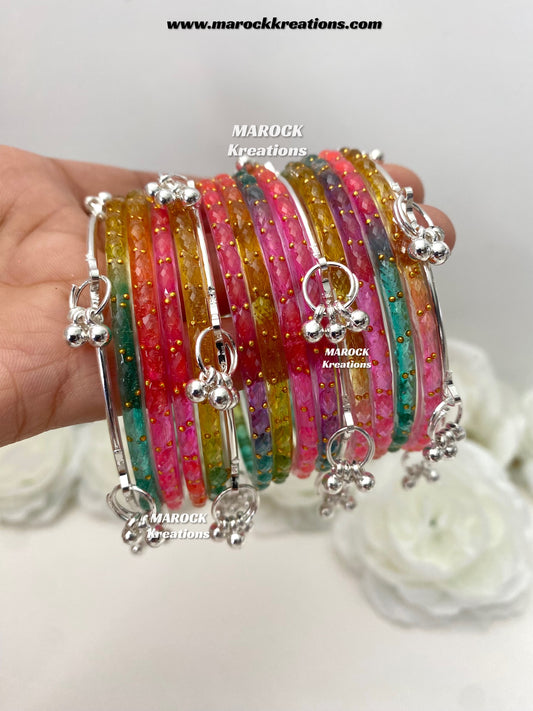 Rain drop Glass bangles and Kashmiri bangles set