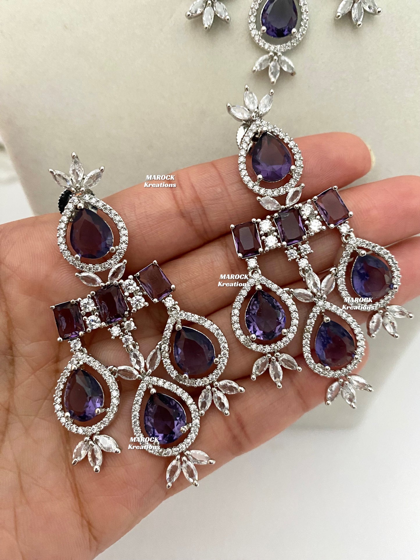 American Diamond Silver/Purple Necklace set