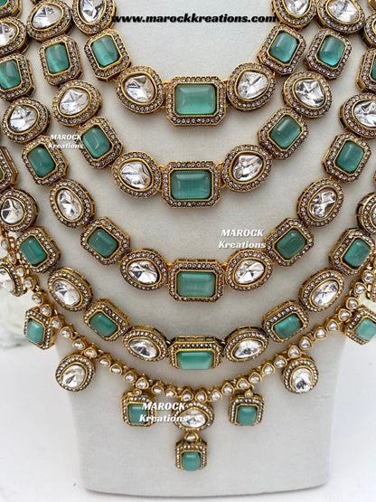 Samira Premium Quality Kundan Multi layer statement Rani haar set