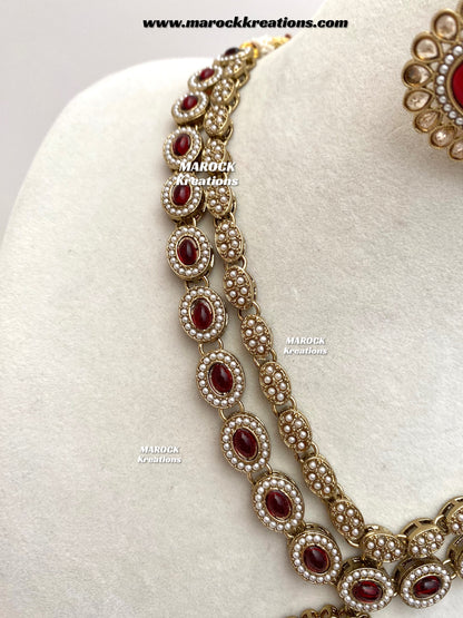Nadira Kundan Polki double layer Necklace set