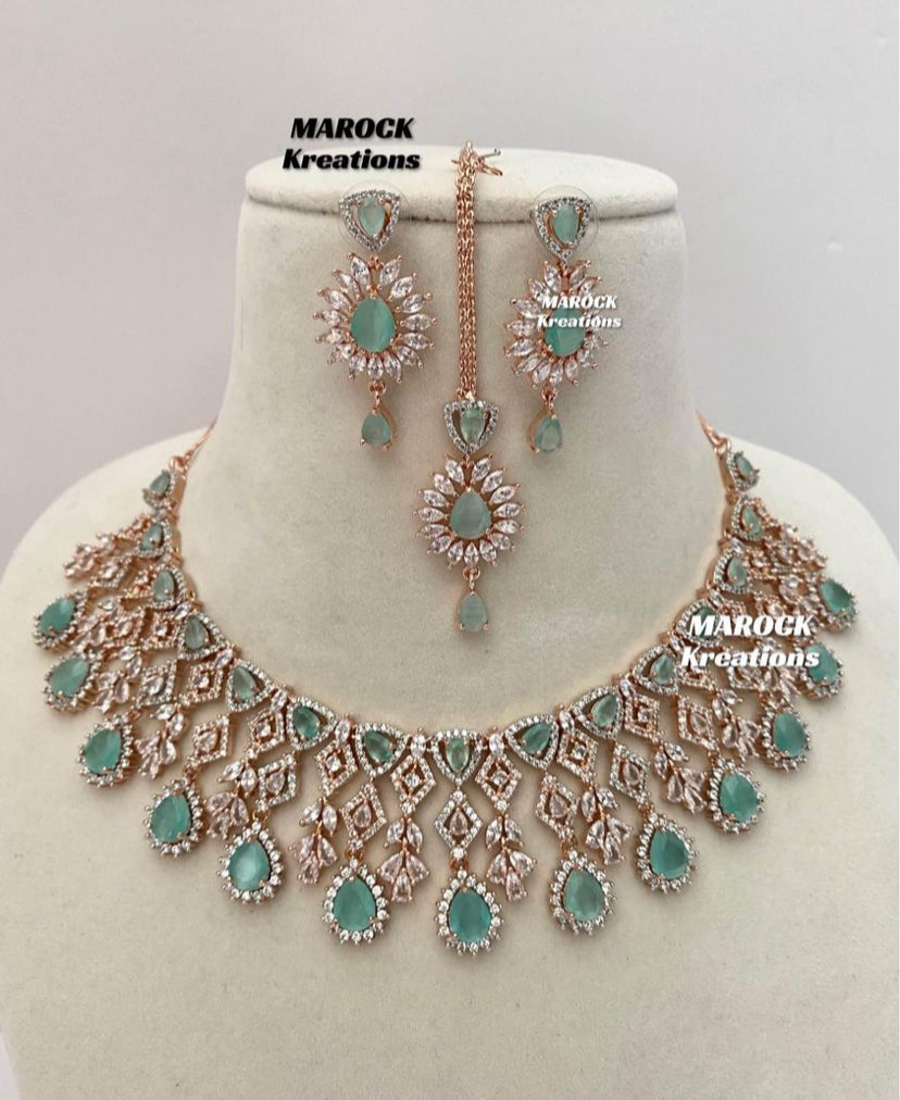 Rose Gold American Diamond Necklace set