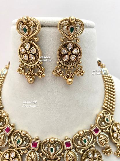 Rafia Premium Quality Gold plated Kundan exclusive Necklace set
