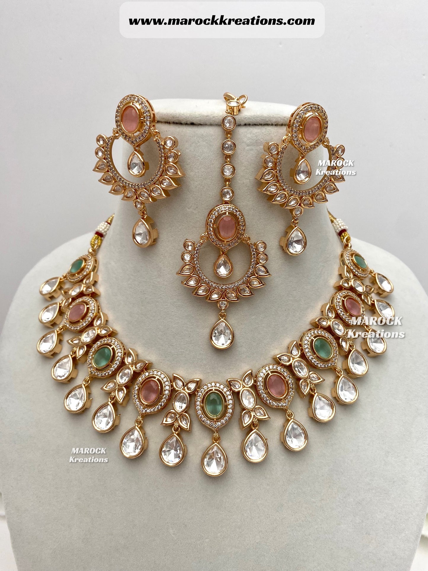 Naaz Tyani inspired Premium Quality gold plated Kundan Statement Necklace set