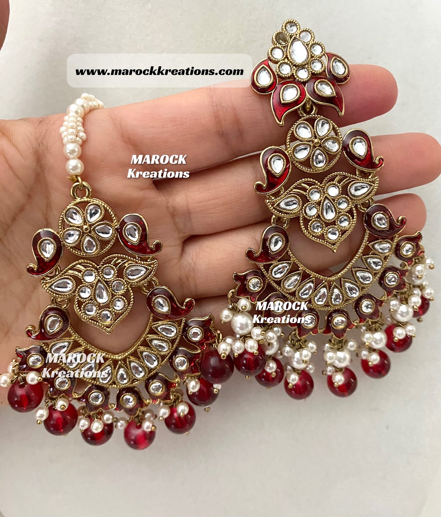 Premium Quality Kundan Meenakari Statement Earrings and tikka set