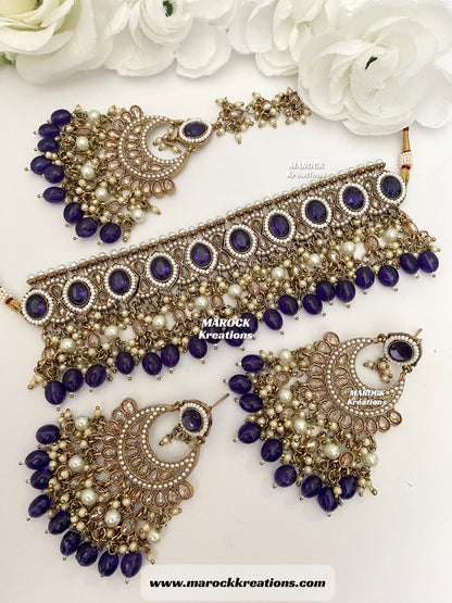 Sabyasachi inspired Antique Gold Polki statement choker sets