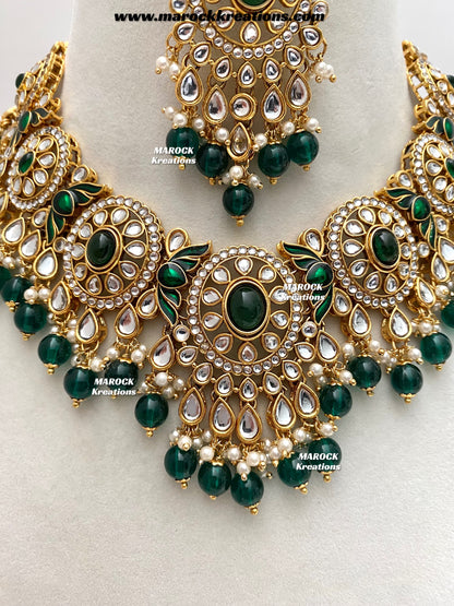 Iqra Premium Quality Kundan Meenakari Statement Necklace set