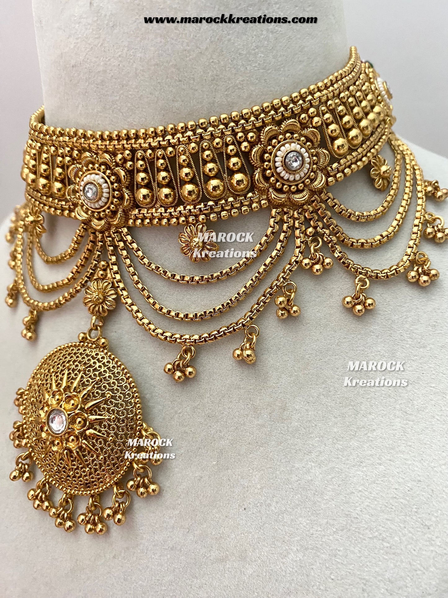 Anusha Premium Quality Gold plated statement choker set