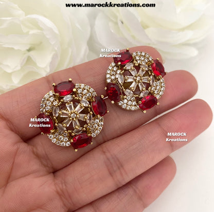 Thushi Antique Gold American Diamond Studs/Earrings