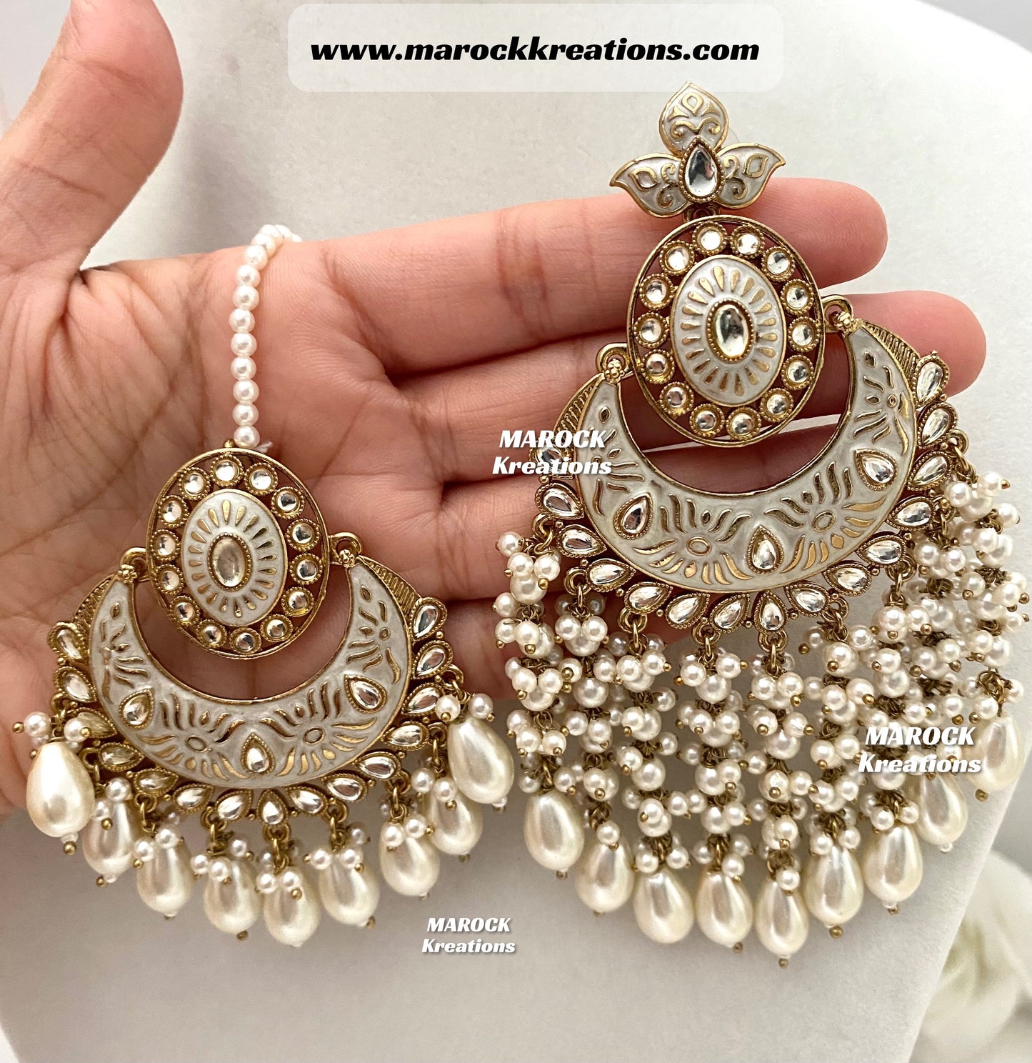 Ishika Premium Quality Kundan Meenakari Oversized Statement Earrings and tikka set