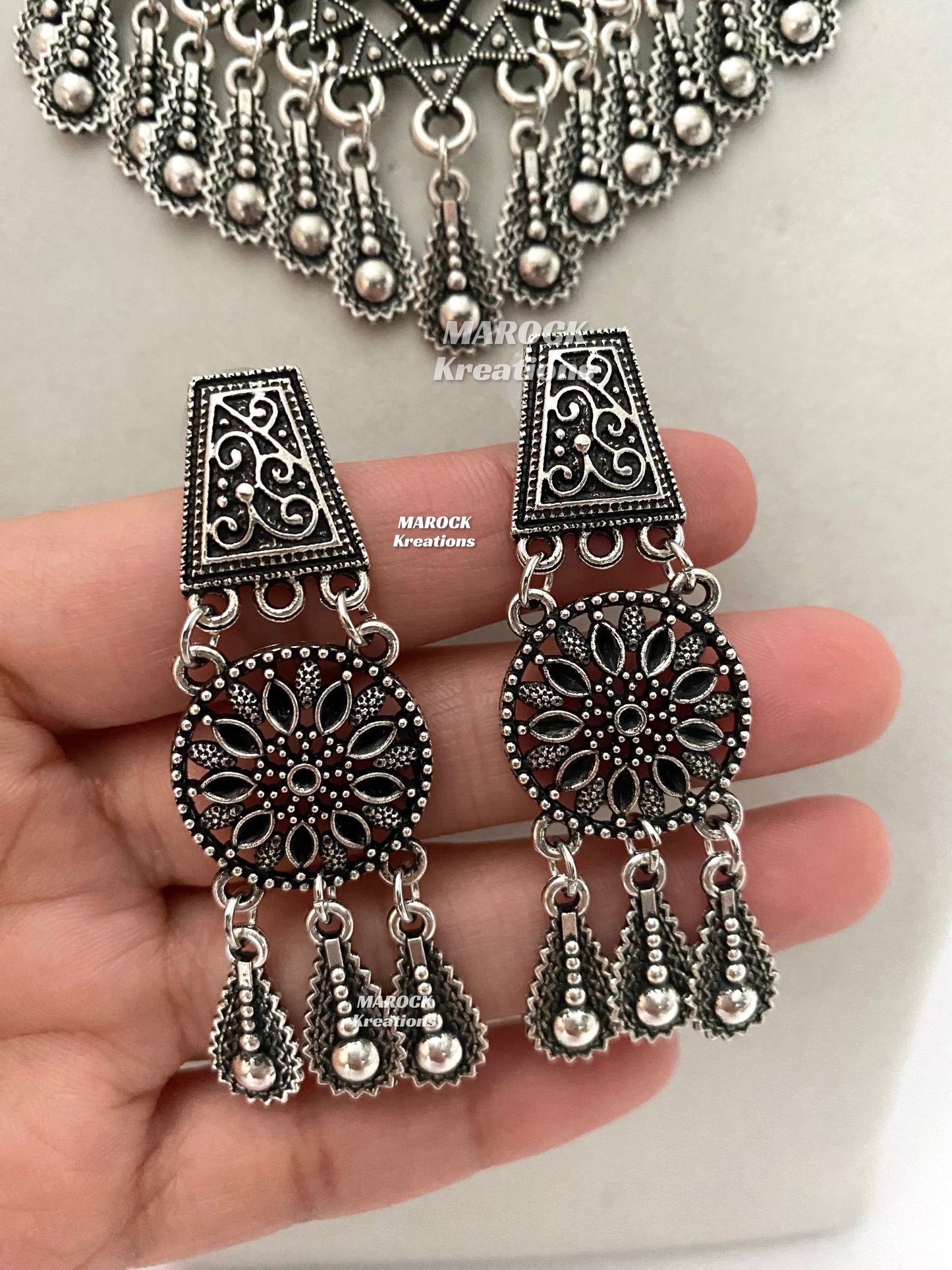 Oxidized Mirror Necklace set