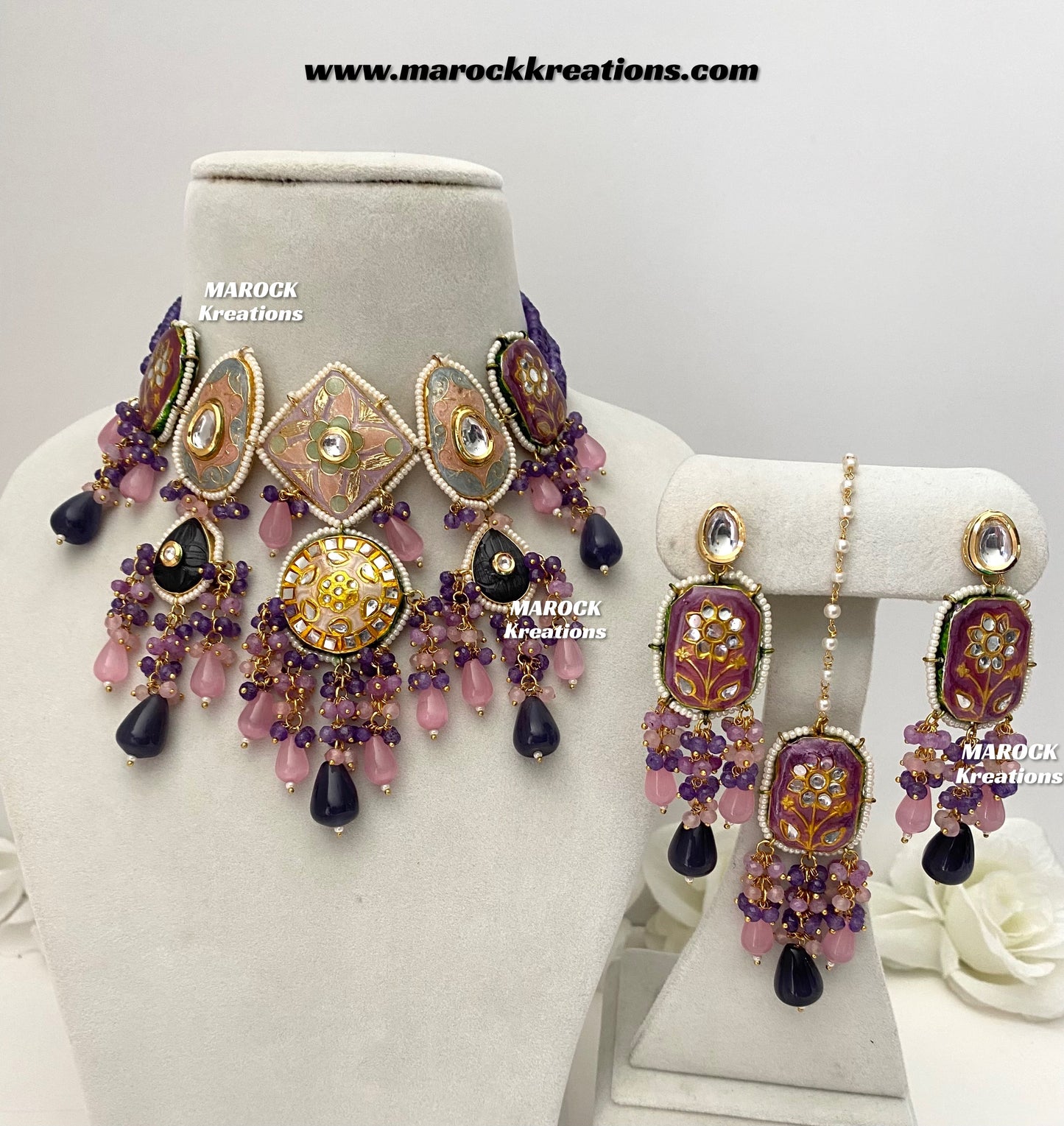 Zina Premium Quality Kundan Meenakari Statement Choker set