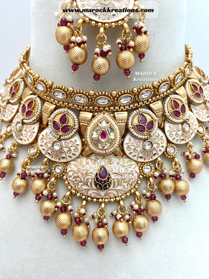 Zara Premium Quality Gold plated Kundan Necklace set