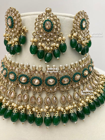 Antique Gold Polki choker sets